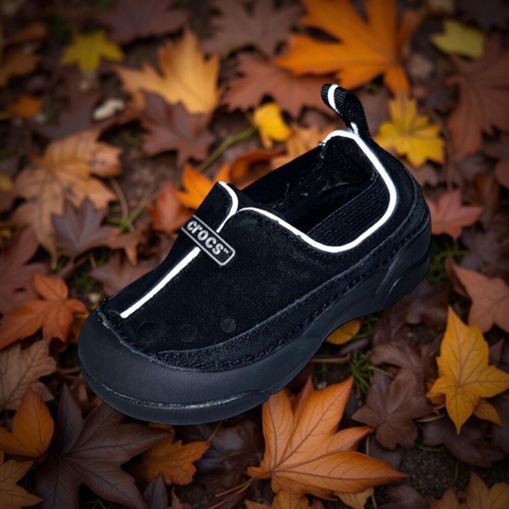 Toddler Crocs Dawson Faux Fur Black Suede Size C 7